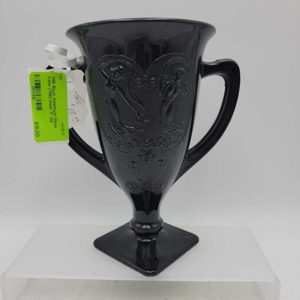 Black Amethyst Glass Vase (TRE)