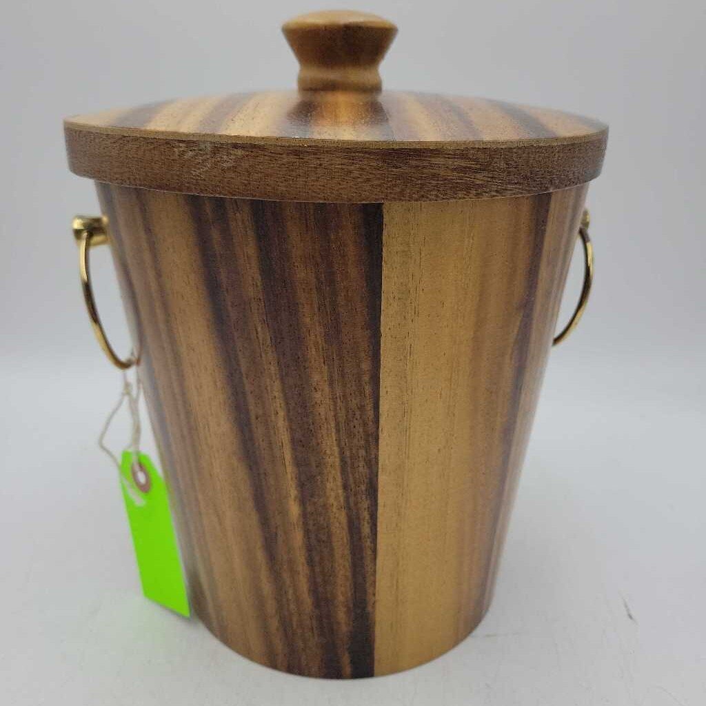 MCM Ice Bucket -Wooden grain with tongs (JAS)