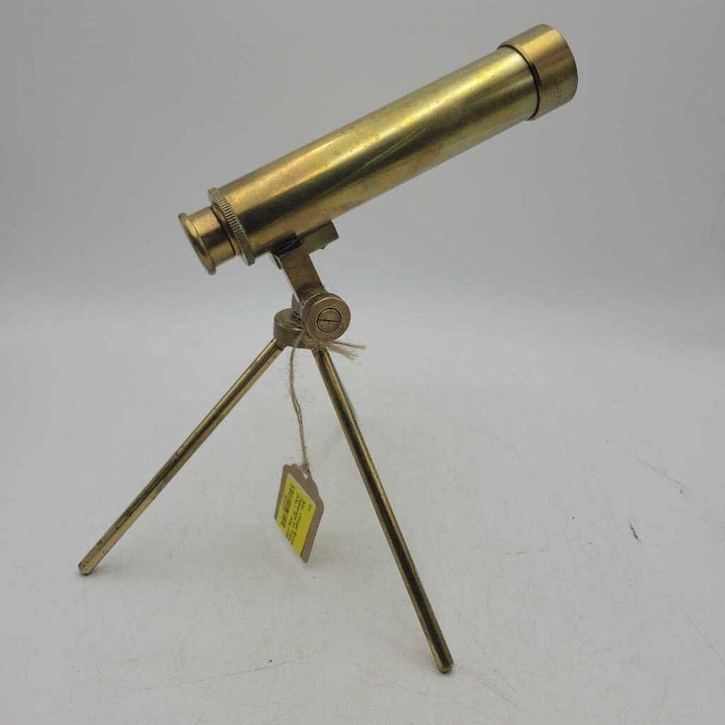 Vintage Brass Tabletop Telescope on Tripod Stand (SAL)