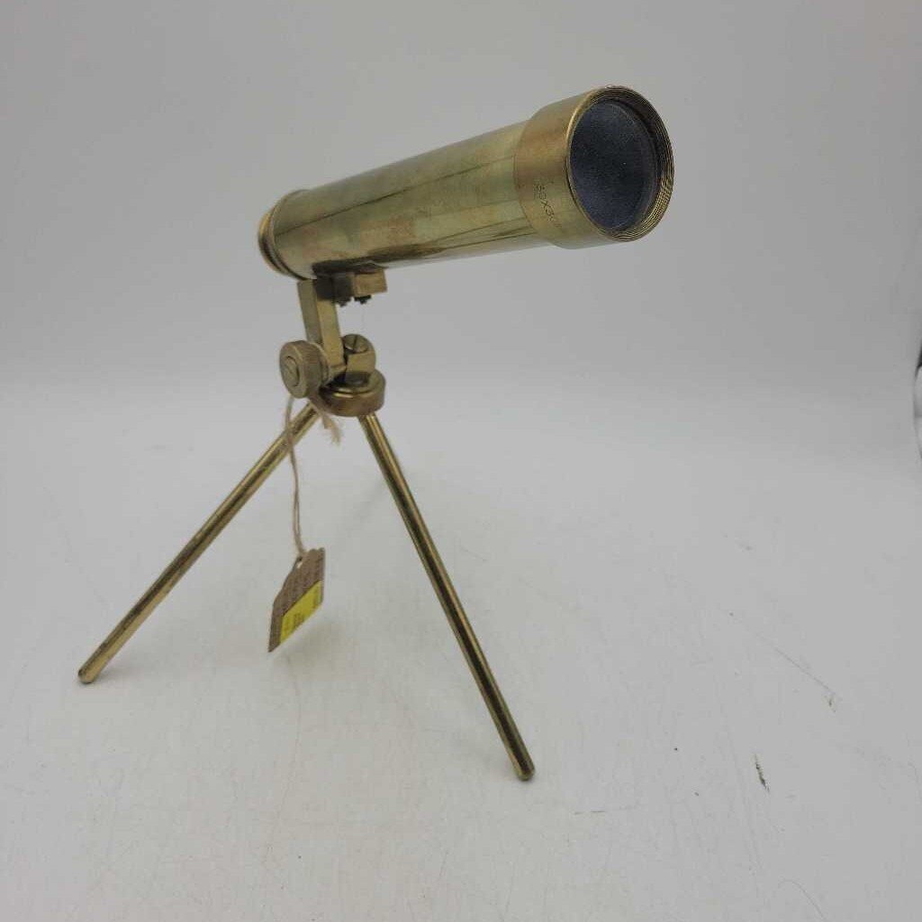 Vintage Brass Tabletop Telescope on Tripod Stand (SAL)