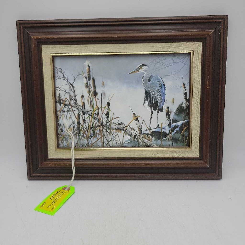 Vic Gibbons "Crane " Print Signed and glazed (JAS)