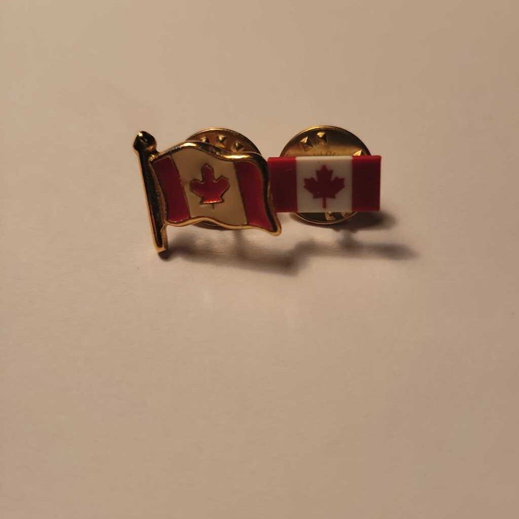 2 Canadian flag pins (JAS) one enamel