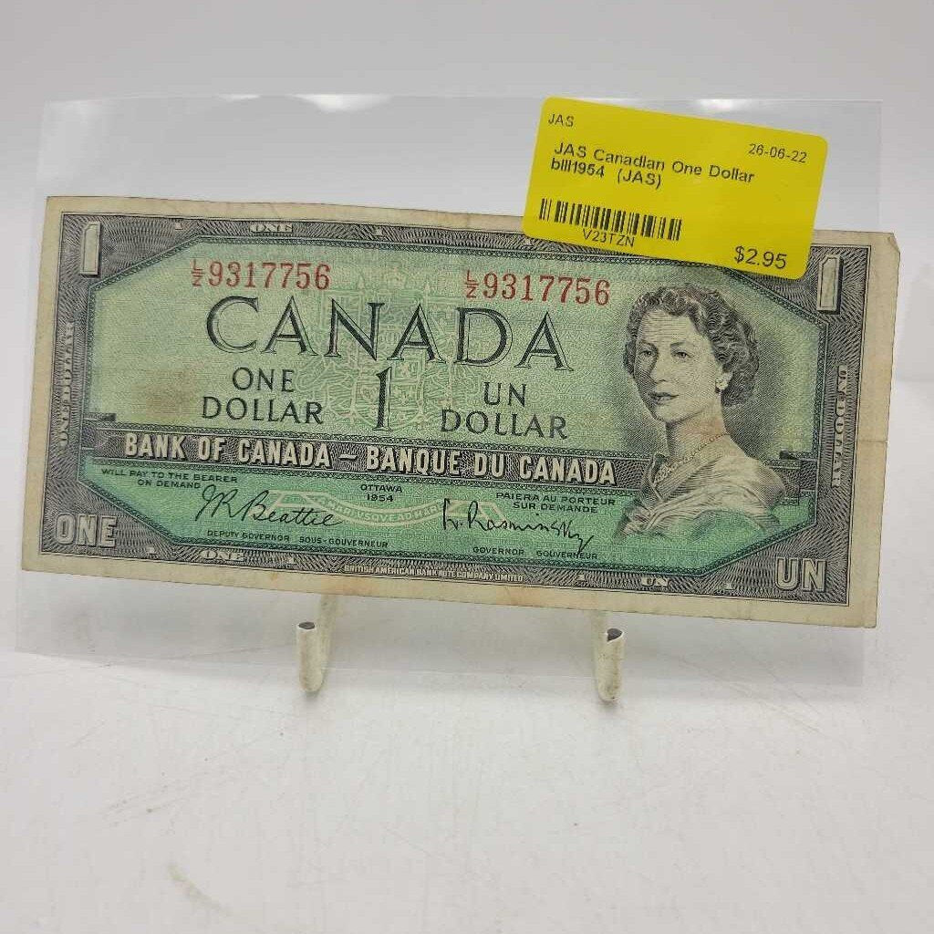 Canadian One Dollar bill1954 (JAS)
