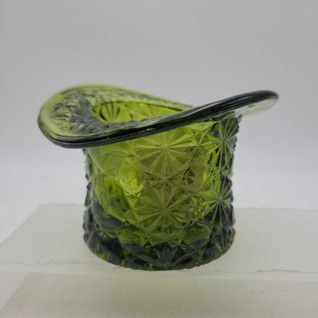 Large Clear Green Glass Top Hat (JL)