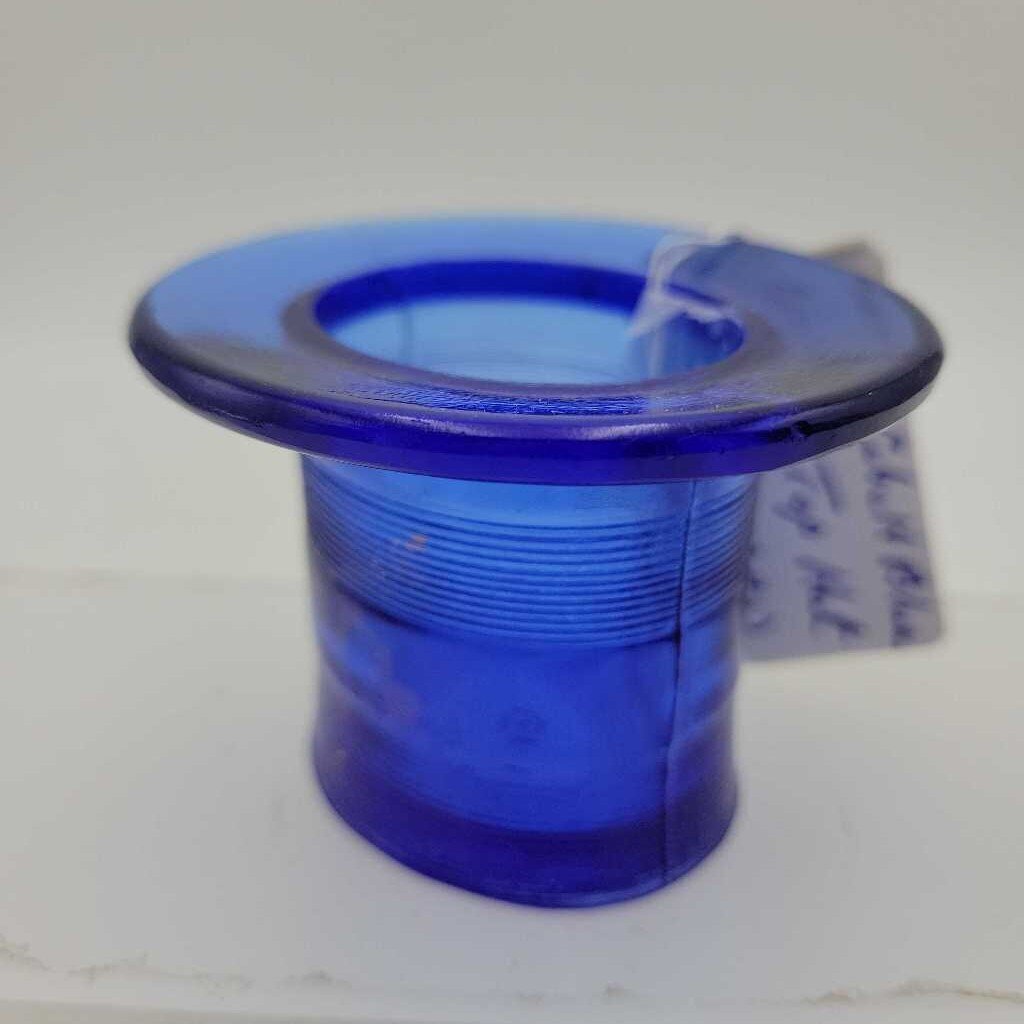 Clear Blue Striped Glass Top Hat (JL)