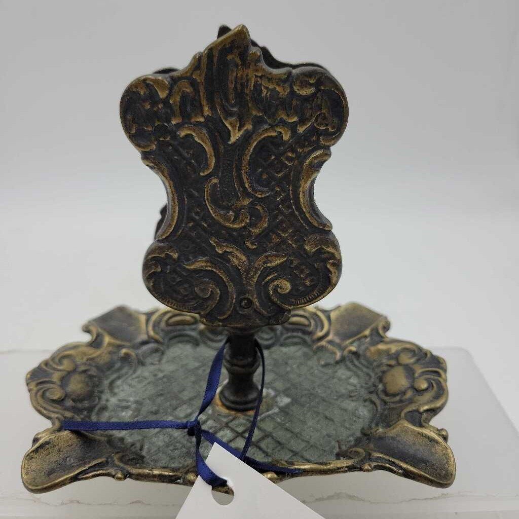 Vintage Bronze Ashtray and Match Box Holder (JG44)