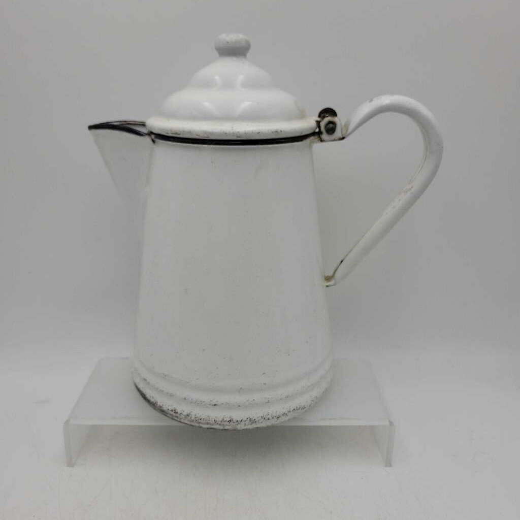 Black Trimmed Enamel Coffee Pot (YVO) (407)