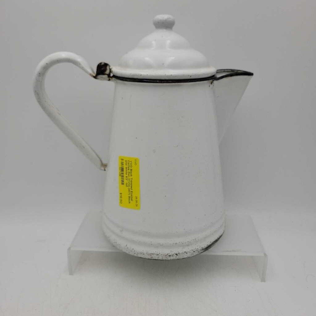 Black Trimmed Enamel Coffee Pot (YVO) (407)