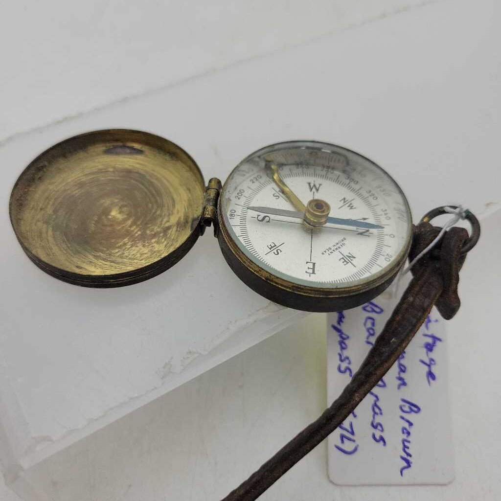 Vintage "German Brown Bear" Brass Compass (JL)