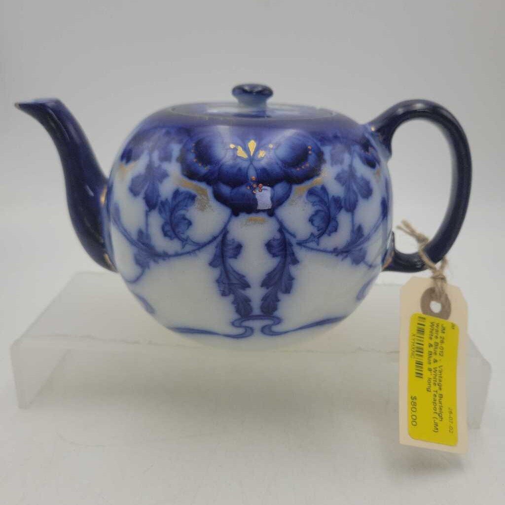 26-012 - Vintage Burleigh ware Blue & White Teapot (JM)