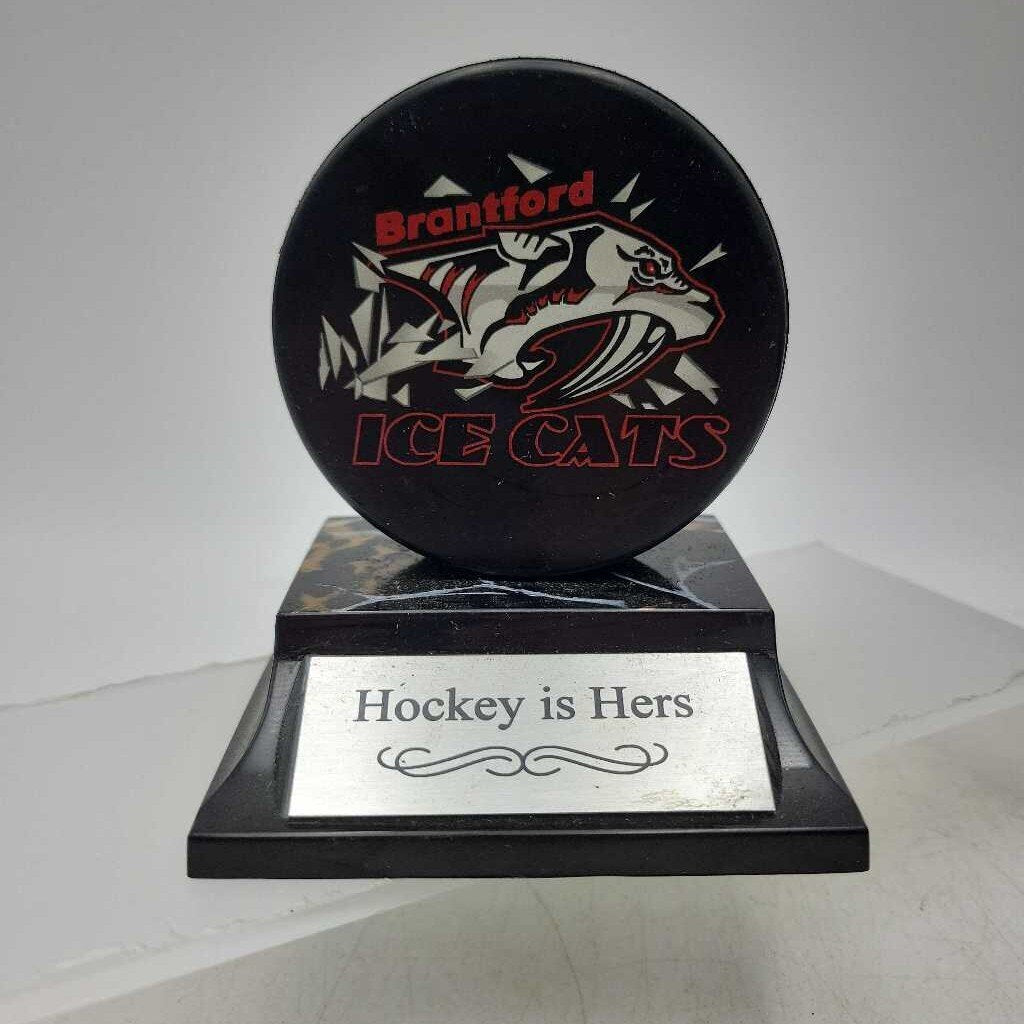 Brantford Ice Cats Hockey Puck Mounted (JAS)