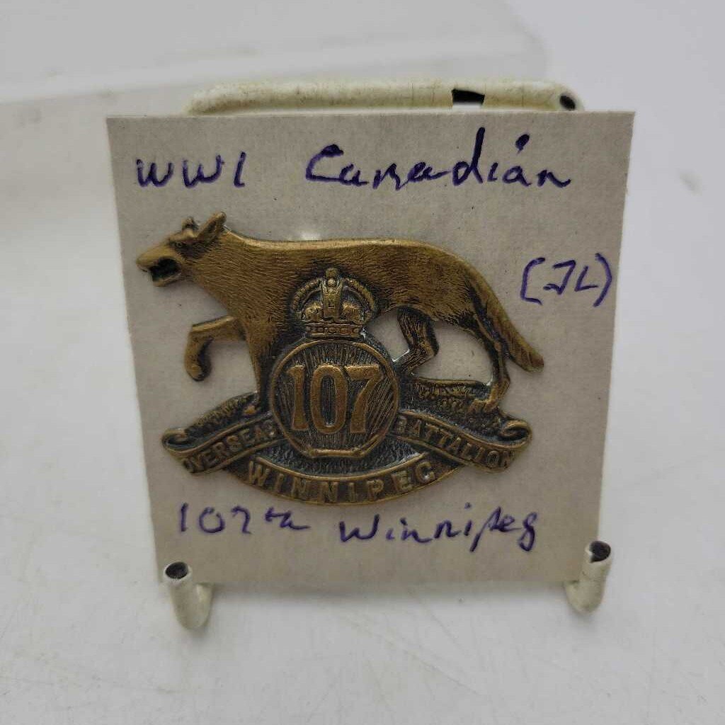 WW1 Canadian 107th Winnipeg Cap Badge (JL)