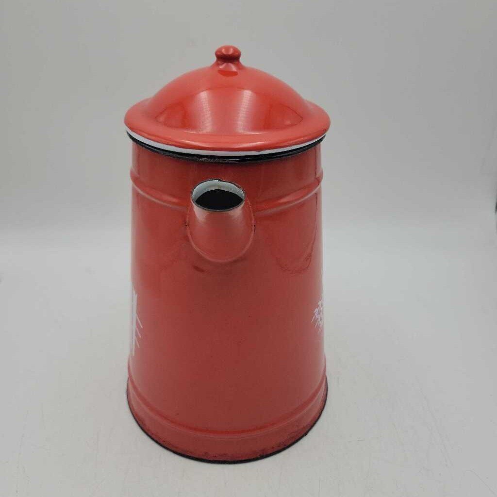 Red Enamel Coffee Pot (YVO) (607)