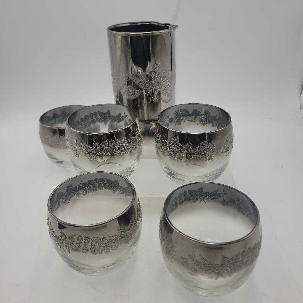 Silver Overlay Pitcher Glass set (JAS)