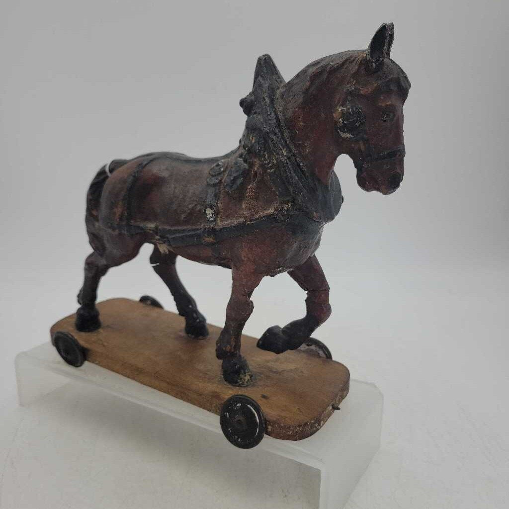 Antique Composite German Draft Horse Pull Toy (JL)