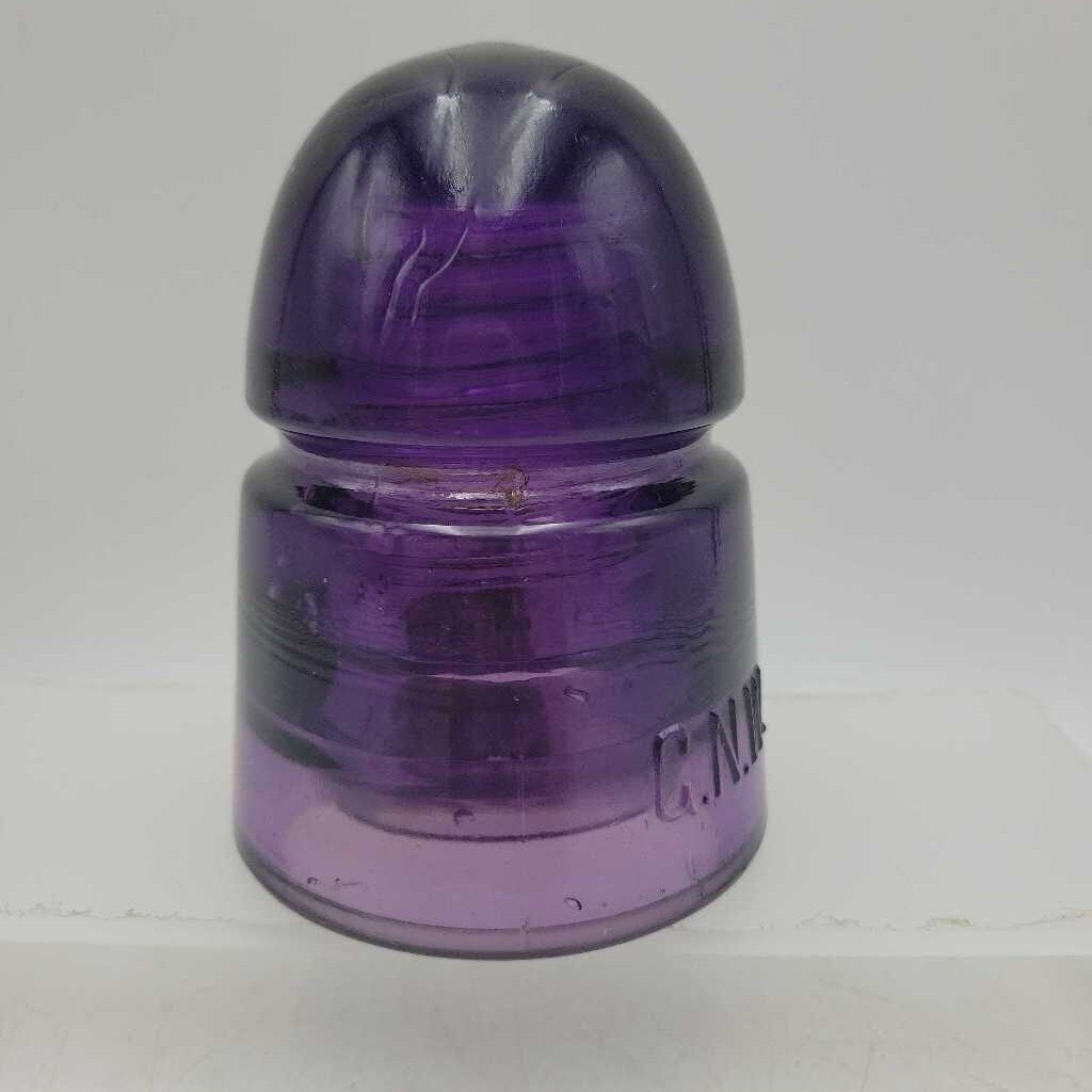 Amethyst Purple milk swirl Insulator C.N.W. Tel Co. (JEF)