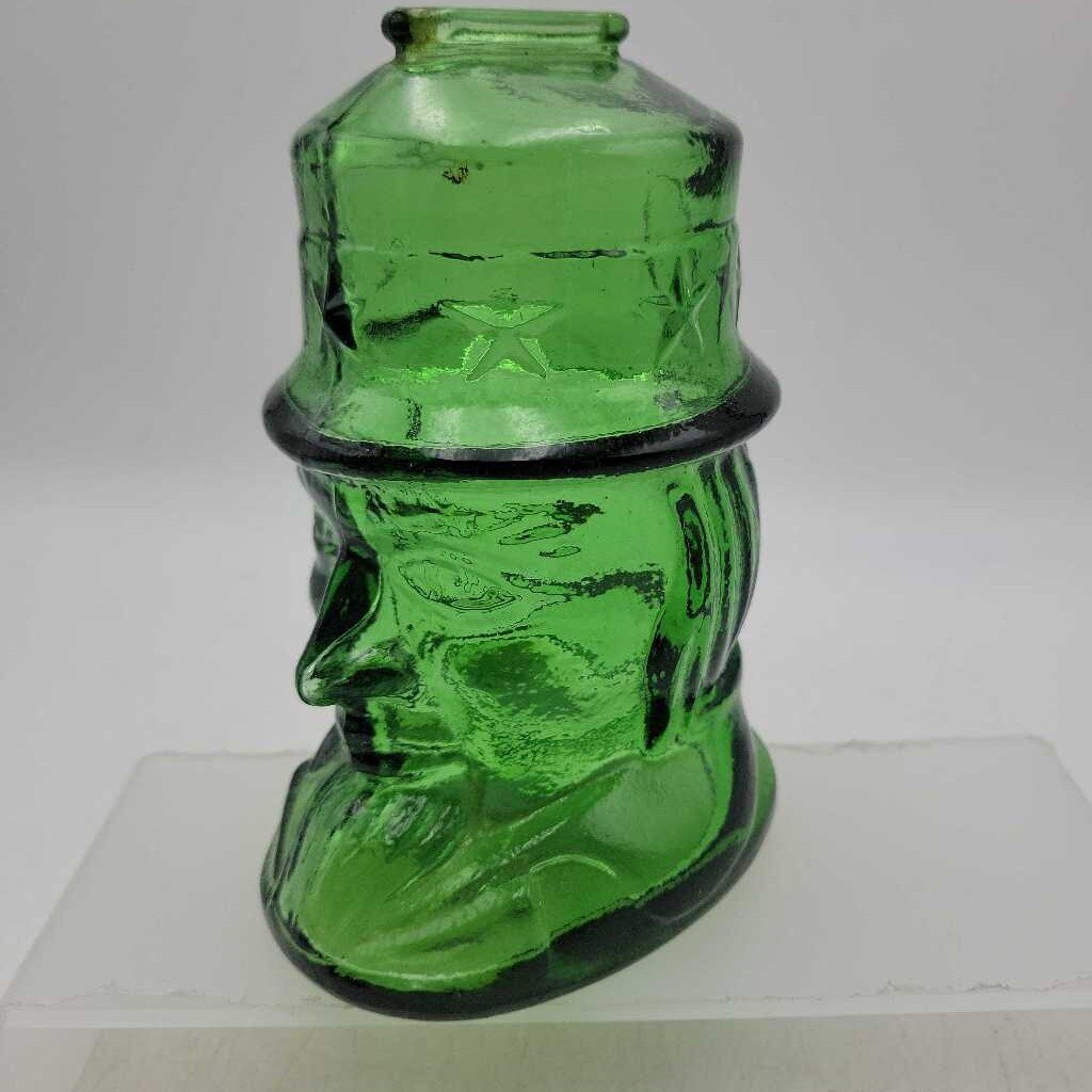 Green glass Uncle Sam Coin Bank 1950 (GEC)