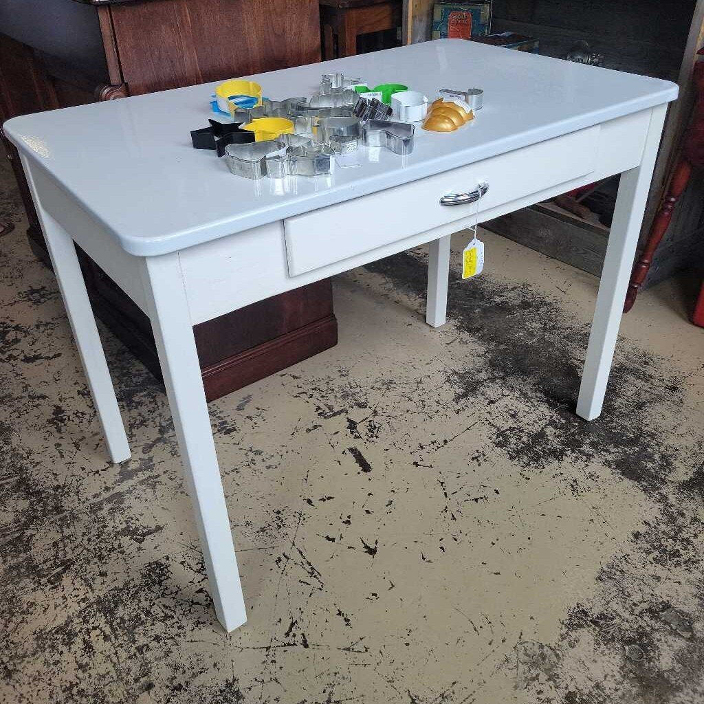 Wooden table with drawer Enamel Top (NS) 345