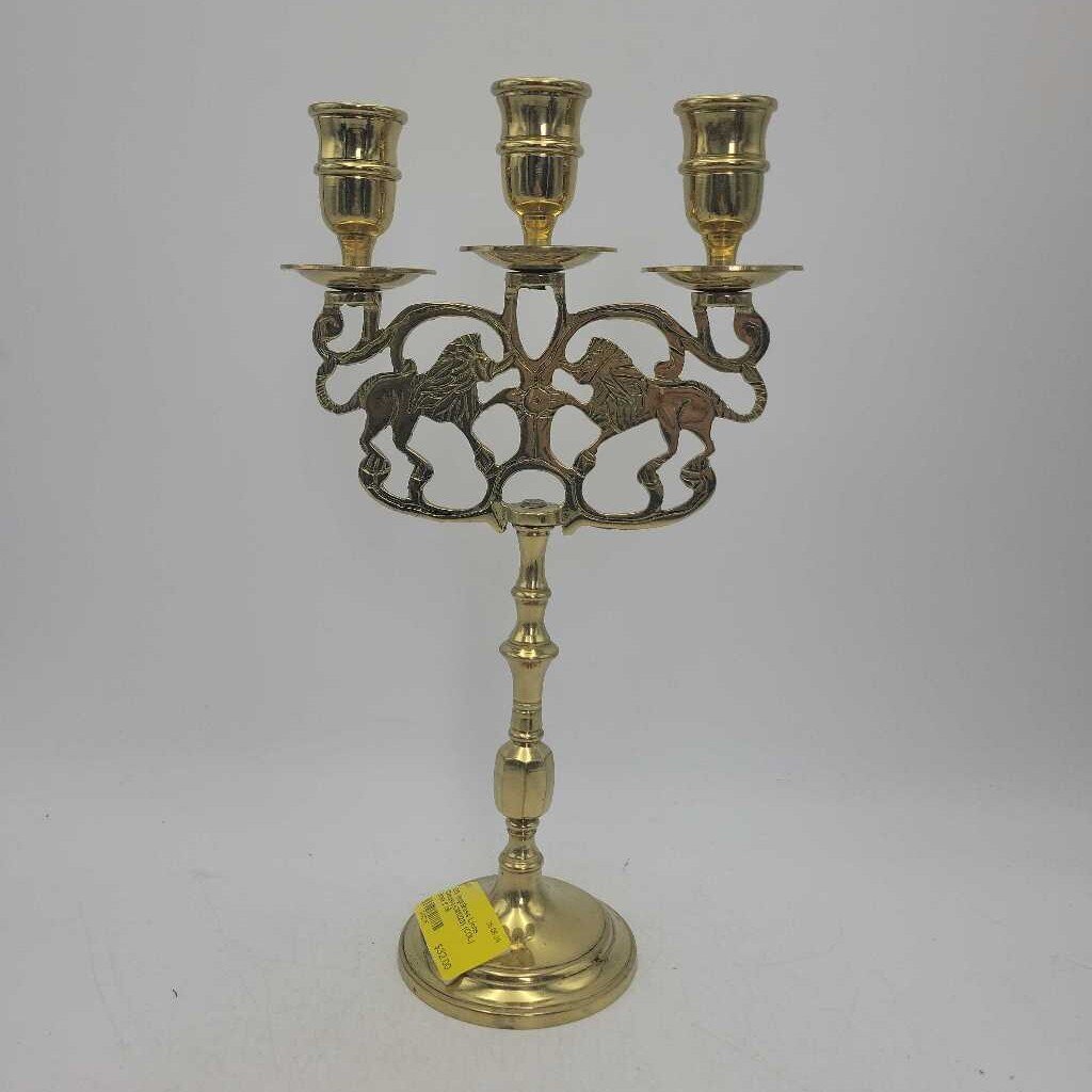 Vintage Brass Lions Candelabra (CM1223) (COL)