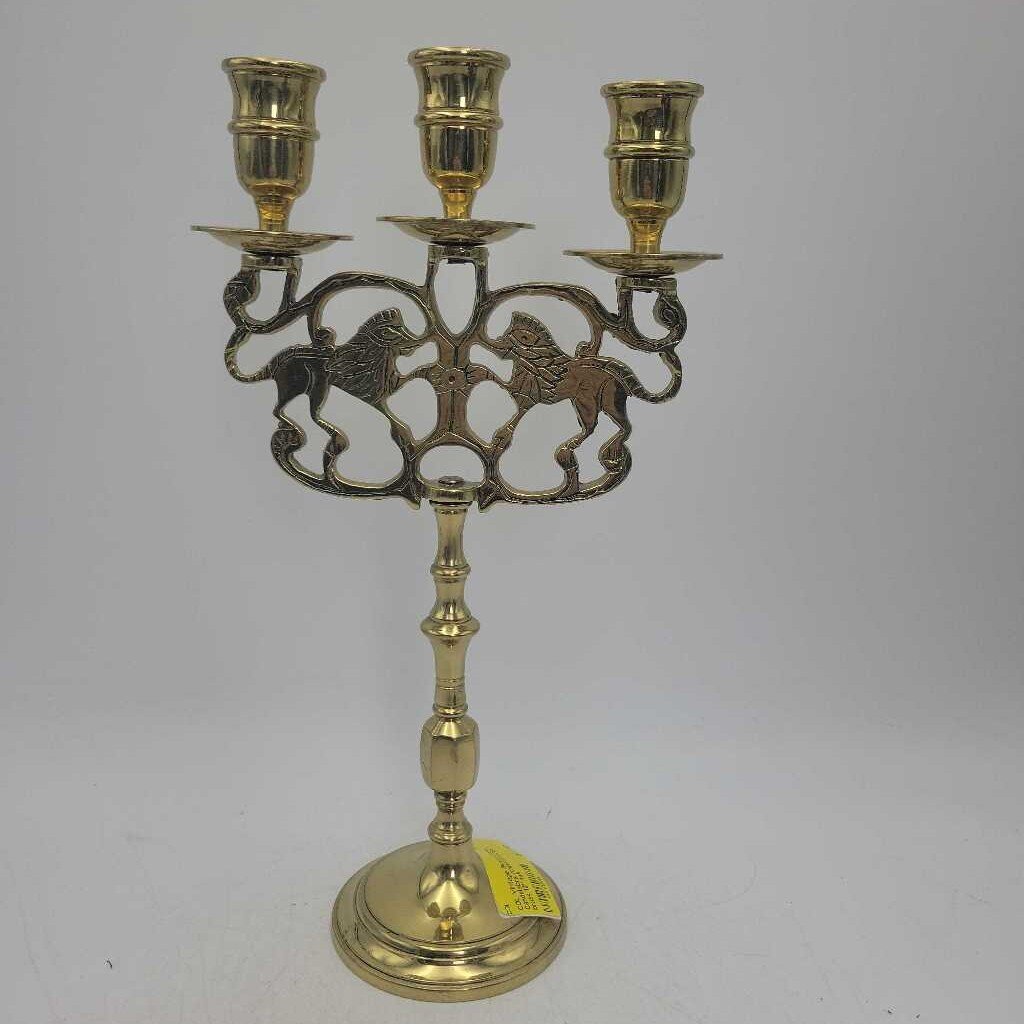 Vintage Brass Lions Candelabra (CM1223) (COL)