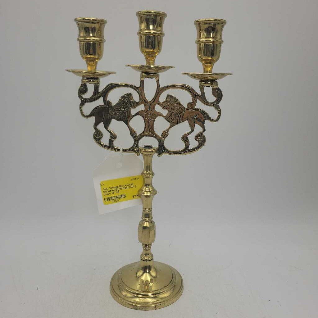 Vintage Brass Lions Candelabra (CM1224) (COL)