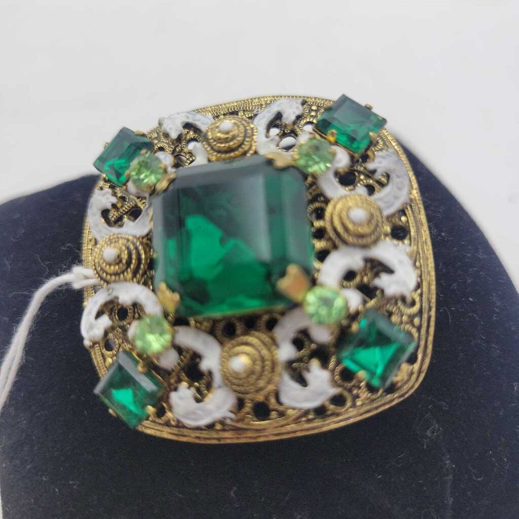 Vintage filigree rhinestone brooch - 15054 (VT)