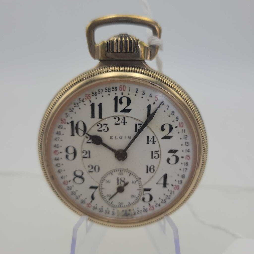 Elgin 19 Jewel 5 position Crown Wind Jewel Pocket Watch in working order (M2) #220
