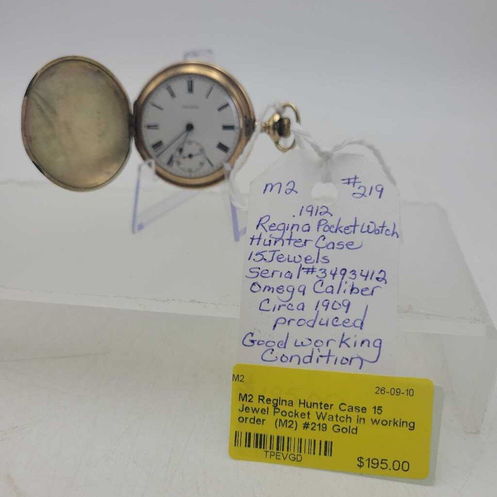 Regina Hunter Case 15 Jewel Pocket Watch in working order (M2) #219