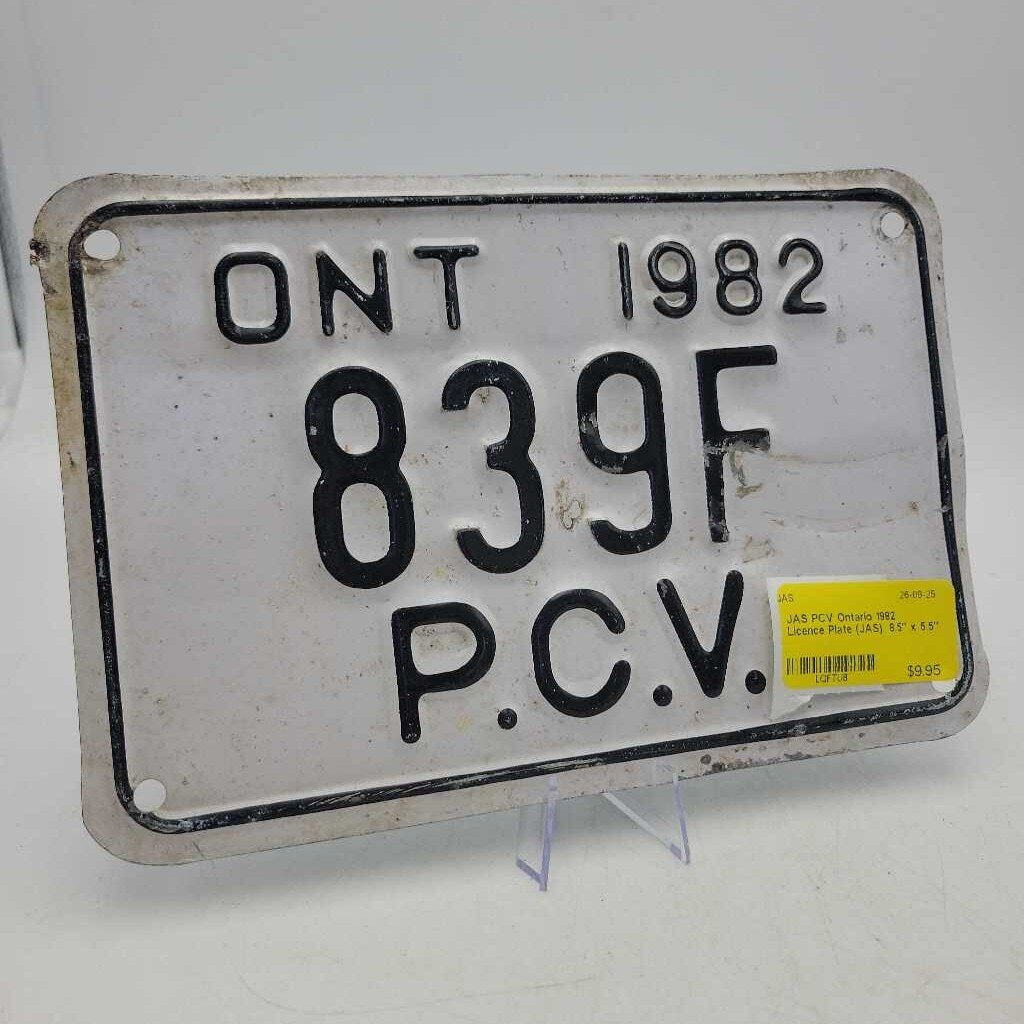 PCV Ontario 1982 Licence Plate (JAS)
