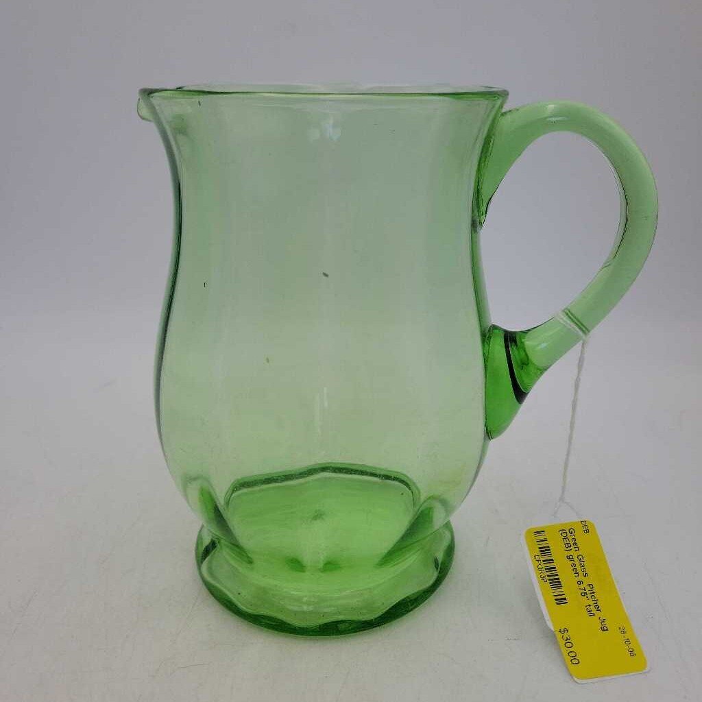 Green Glass Pitcher Jug (DEB)