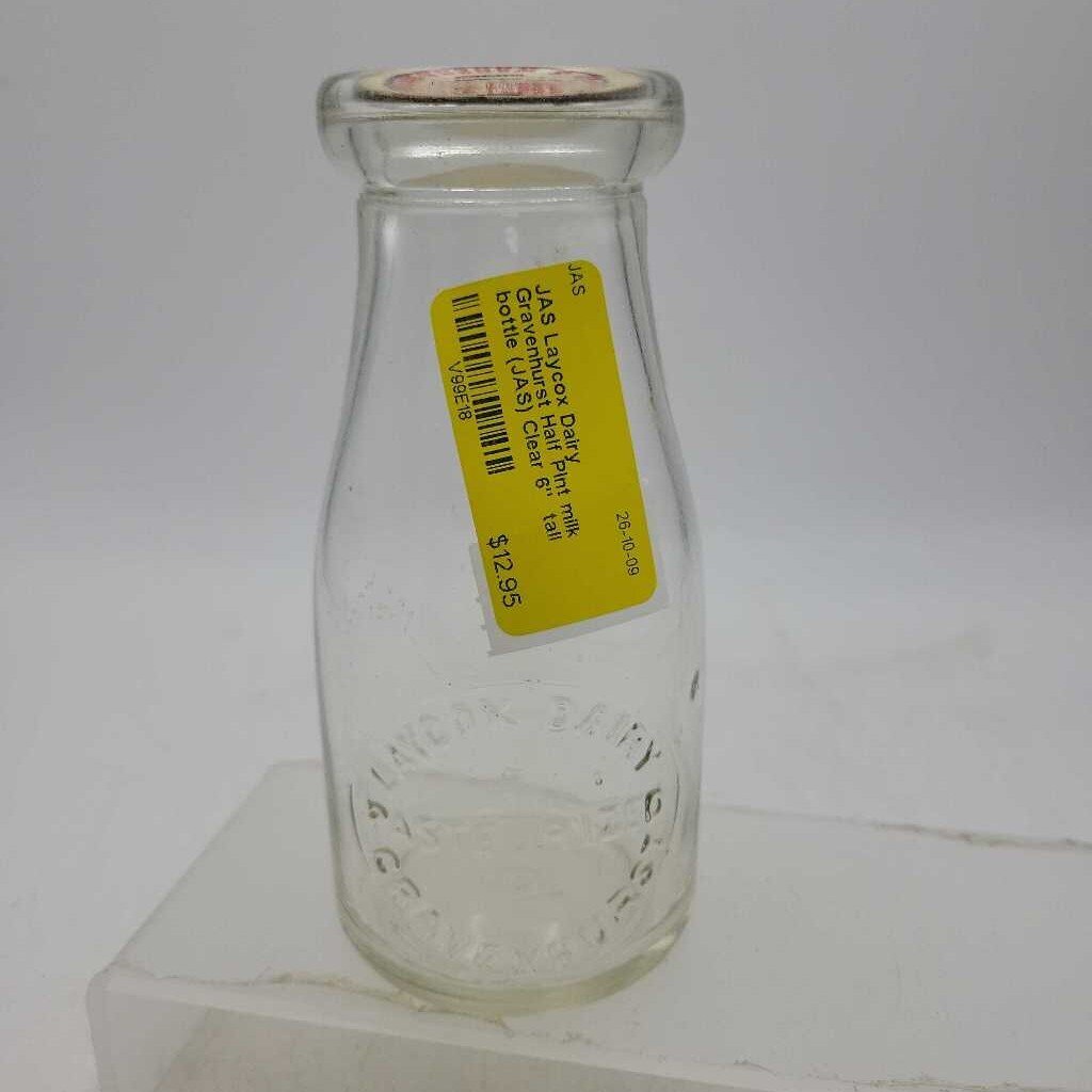 Laycox Dairy Gravenhurst Half Pint milk bottle (JAS)