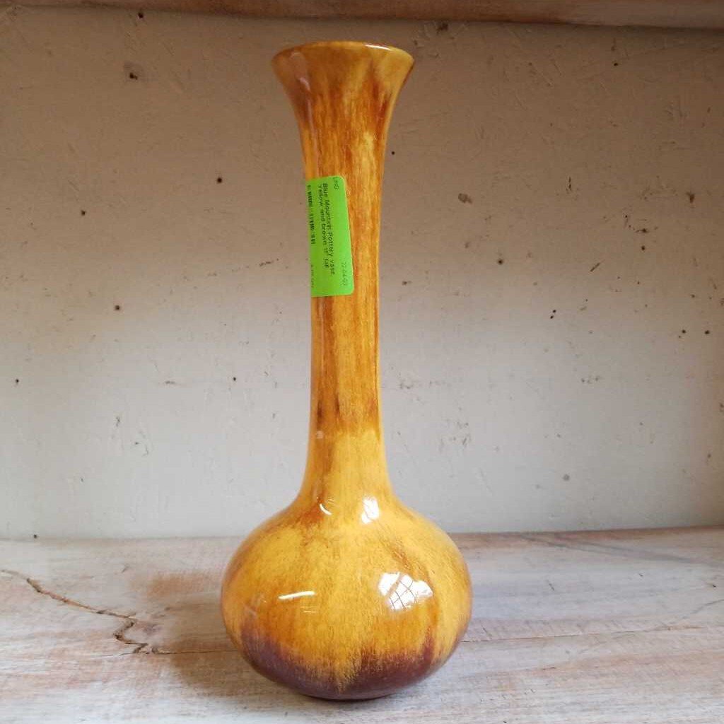 Blue Mountain Pottery vase, Yellow and brown