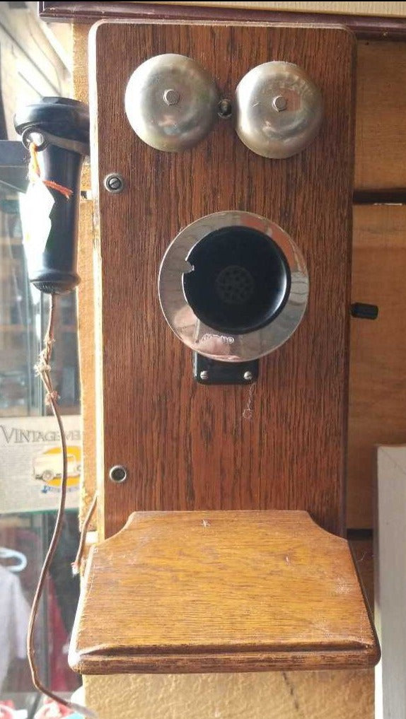 Antique Oak Wall Phone (FISH)