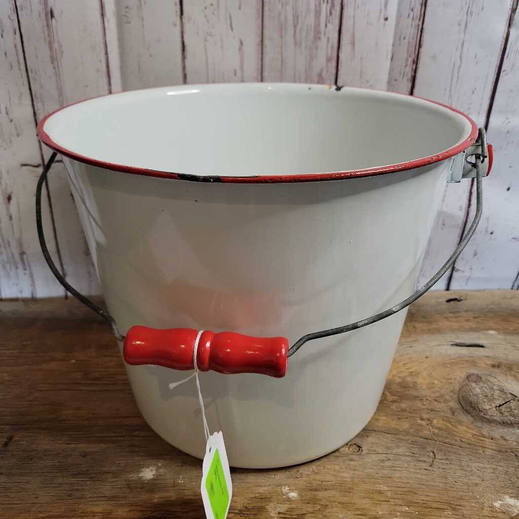 White Enamel Water Bucket