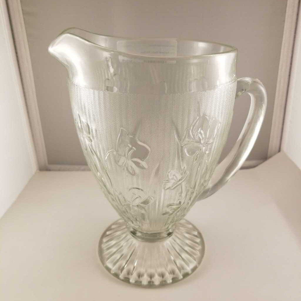 Iris Pattern Glass Pitcher