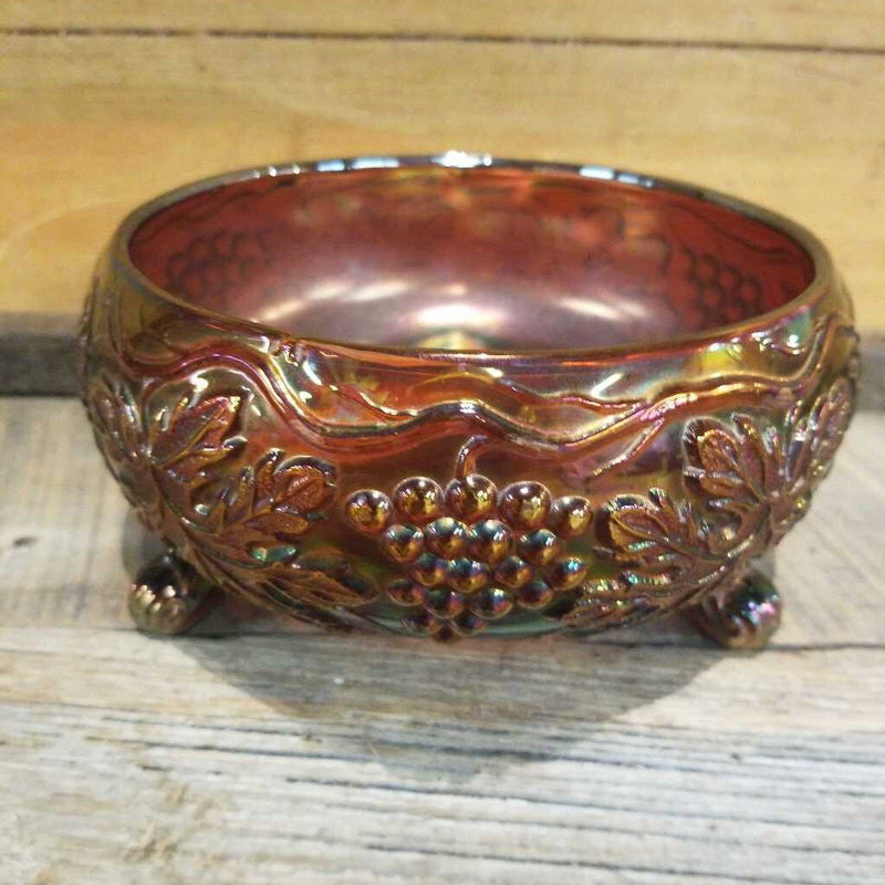 3 Footed Carnival glass bowl (TRE)