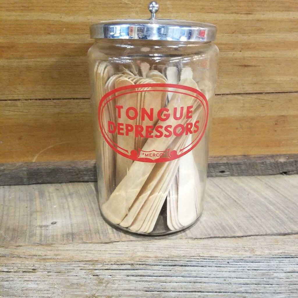 Vintage Tongue Depressor Glass Jar, (JL)