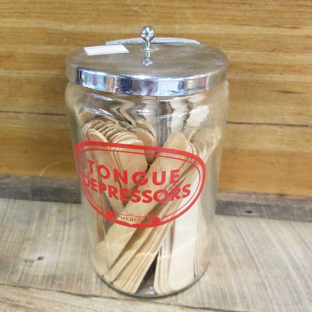 Vintage Tongue Depressor Glass Jar, (JL)