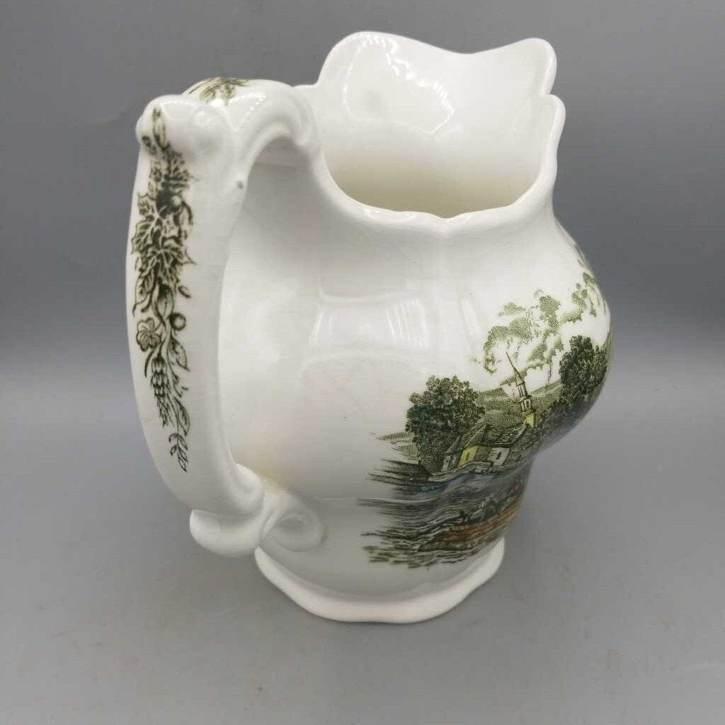 WDV 295 Ridgway Milk Pitcher White/Green Engraved {K}