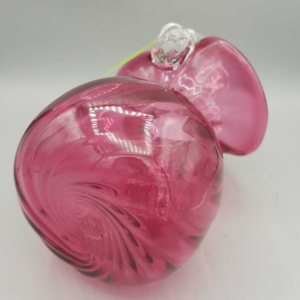 Rossi Cranberry Glass Vase Ribbon Handle (RHA)