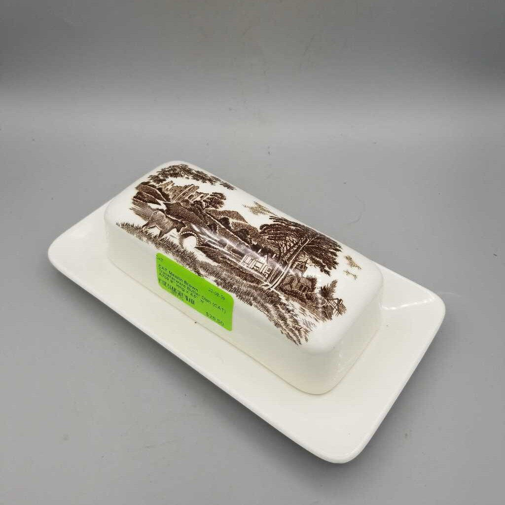 Meakin Brown Transferware Butter Dish (CAT) A709