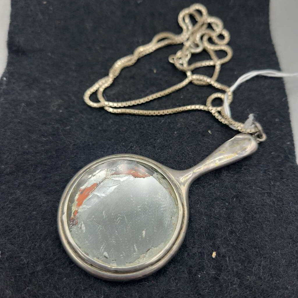 1916 Sterling Mini Mirror Pendant - VT #5686