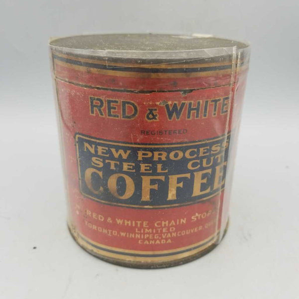 Antique Red and White Coffee Tin (Jef)