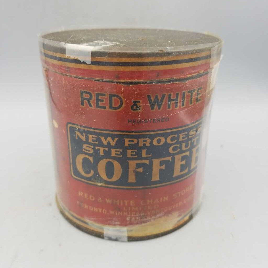 Antique Red and White Coffee Tin (Jef)