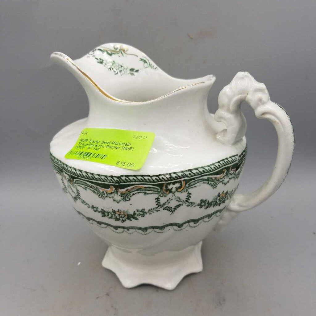 Early Semi Porcelain Transferware Pitcher (NUR) 5707