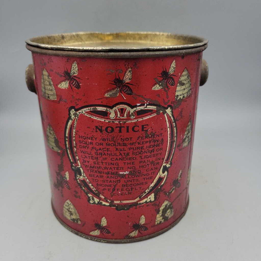 Honey Apiaries Tin Pail Piggott Brigden Ontario(Jef) Rare