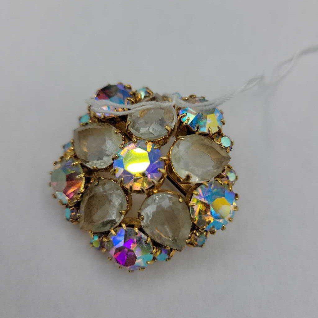 Vintage Ab Rhinestone Brooch - VT #6308