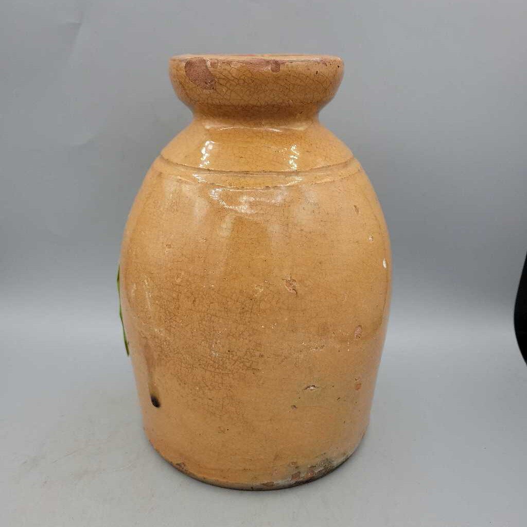 Redware Pottery Crock Excellent Glazed Color (Jef)