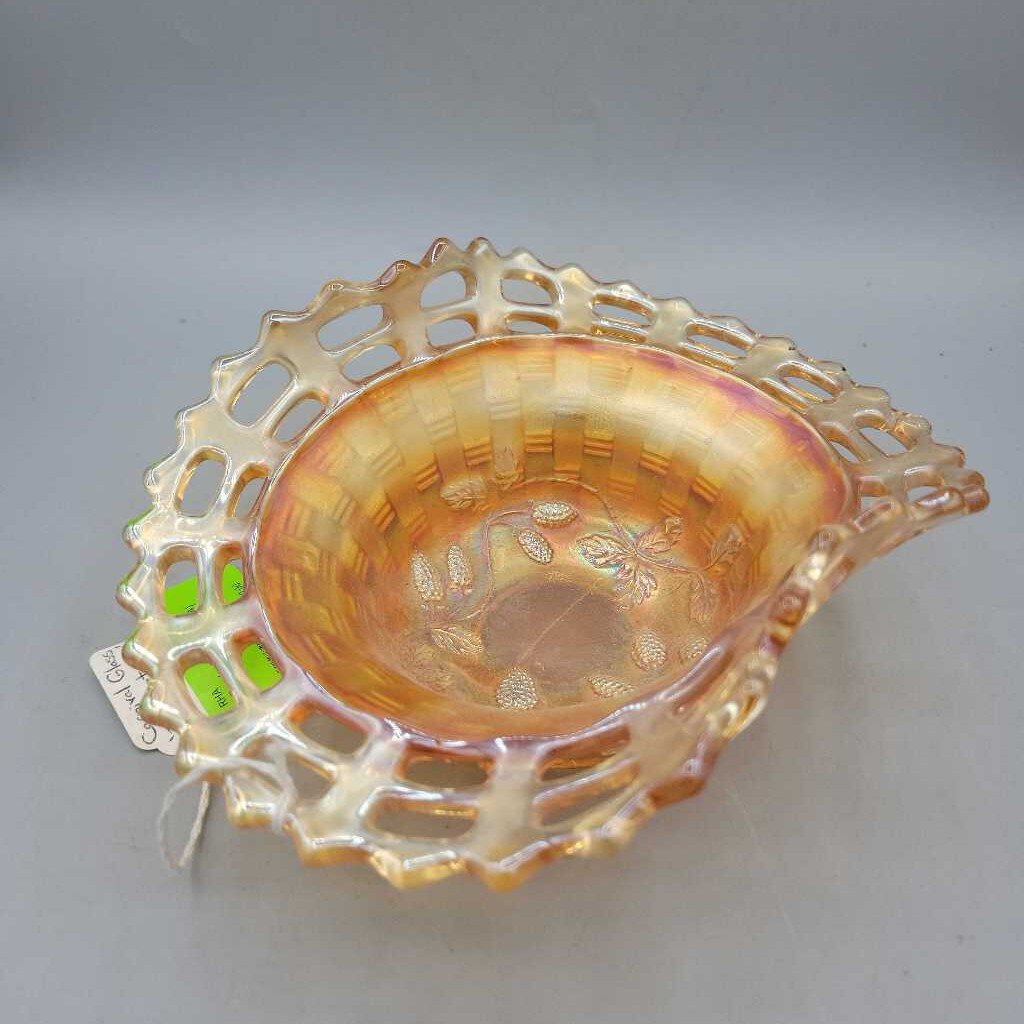 Federal Glass Sun Gold Amber Chip and Dip Server (RHA) Federal Glass Sun Gold Amber Chip and Dip Server (RHA)