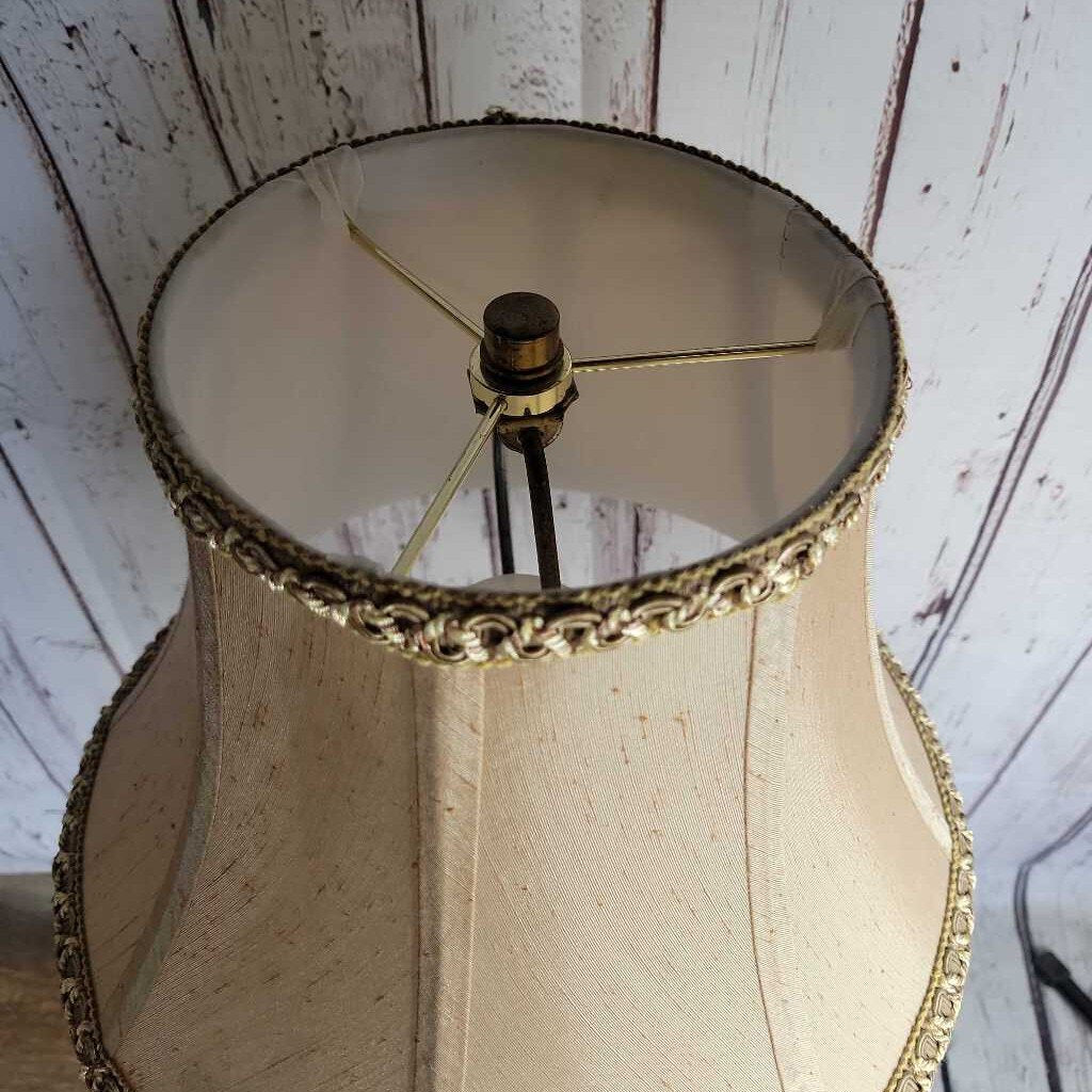 Table Lamp Milk Glass and Wood (TRE)